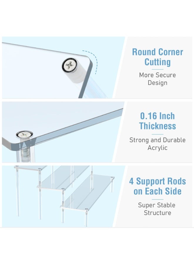 بيتلا ستاند عرض أكريليك شفاف بثلاث طبقات، رف عرض متعدد المستويات للعطور والمكياج والشخصيات، منظم طاولة وأسطح العمل - Image 3